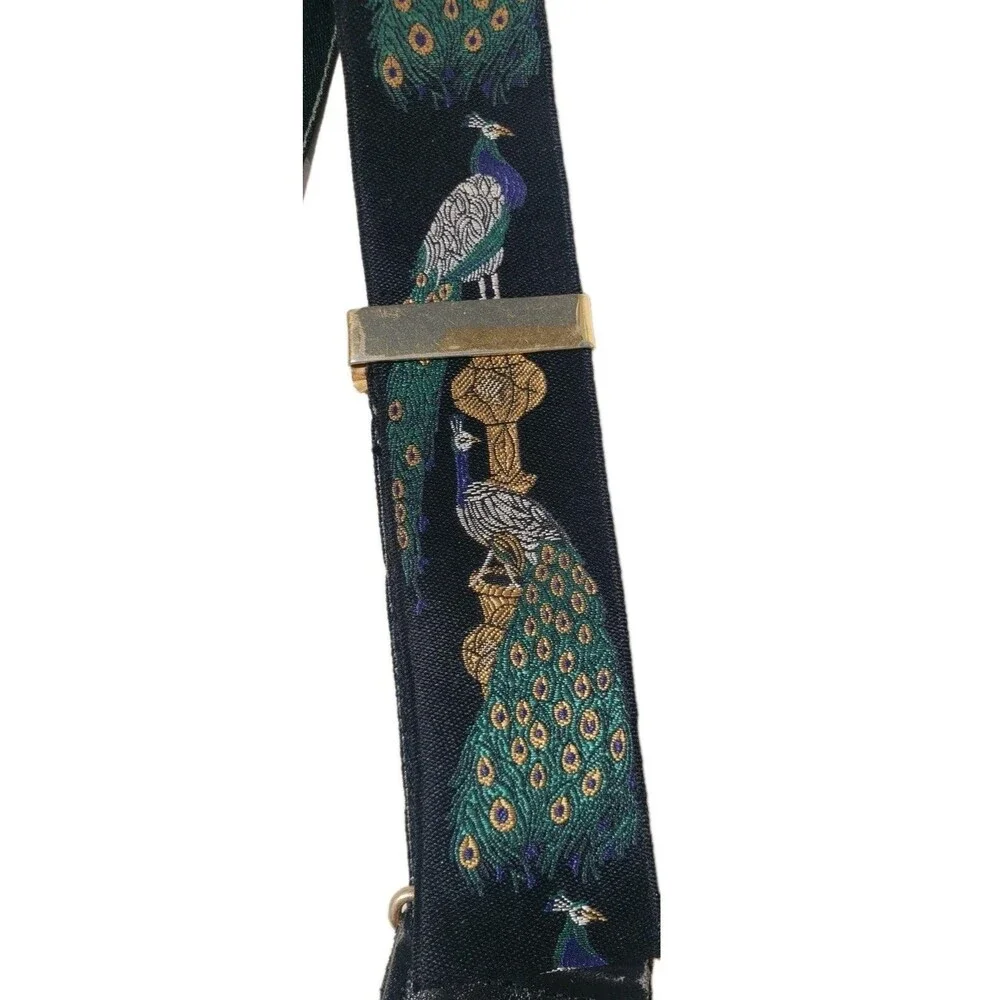 Trafalgar VG authentic black peacock urn feathers silk leather braces suspenders - Picture 14 of 16